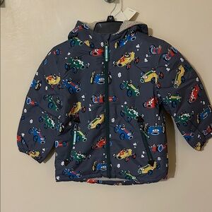 Mini Boden Colorful Racing Car Jacket - Dark Gray 5-6 nwt